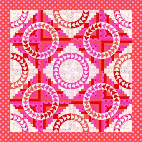 Beach House Valentines in Tula Pink • 57x57 $135.00 Fabric Only $173.50 Kit with Pattern