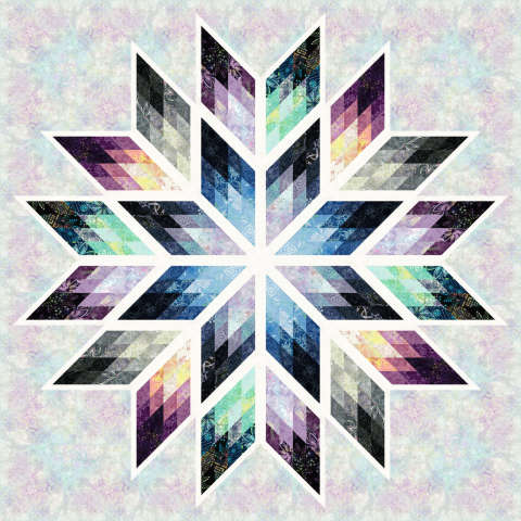 Prismatic Star in Huckleberry Strip Set 68x68 $113.00 Fabric Only $159.00 Kit with Pattern