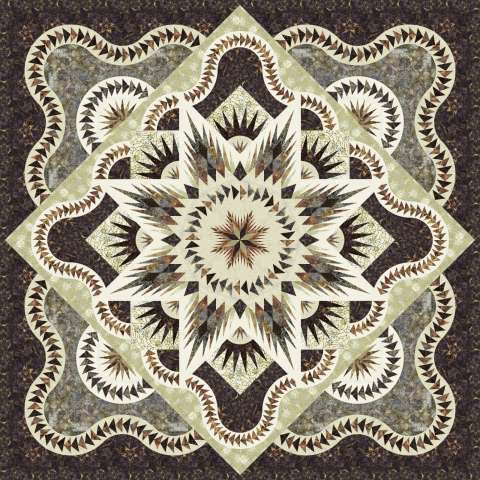 Arctic Star Queen Cover Colorway Coffee House • 99x99 $364.00 Fabric Only $450.00 Kit with Pattern