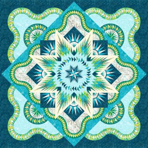 Arctic Star Queen in Hydrangea • 99x99 • 3 Left $374.00 Kit with Pattern $430.25 Kit with Replacement Papers $460.00 Kit with Pattern