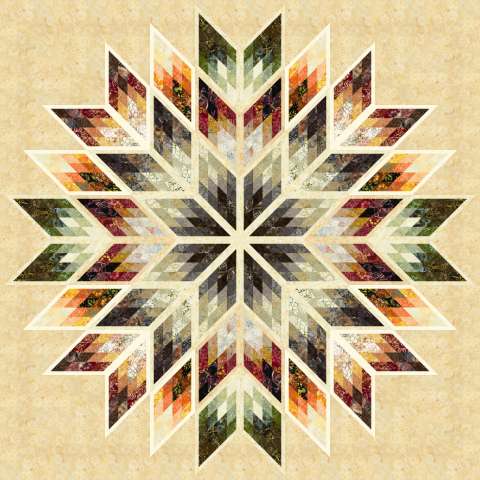 Prismatic Star Queen Tamarack • 91x91 $221.00 Fabric Only $274.50 Kit with Pattern