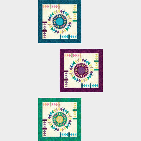 Suncatcher Table Toppers in Tonga Batik Hydrangea from Timeless Treasures