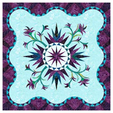 Pepperdish in Teals and Purples • 42x42 $128.00 Fabric Only $161.00 Kit with Replacement Papers Sale: $165.88 ($178.50) Kit with Pattern 