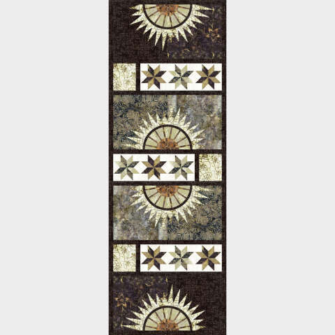 The Old Jalopy Table Runner in Coffee House Tonga Batiks