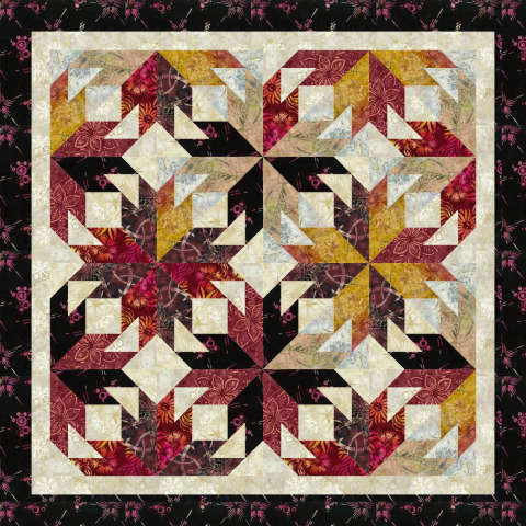 Maple Leaf Flurries in Maple Leaf Tonga Batiks • 42x42 $87.00 Fabric Only $112.00 Kit with Pattern