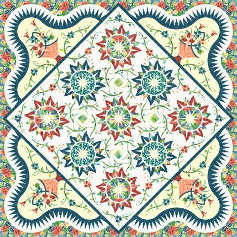 Carnival Flower Quilt kit - Queen 99x99 or Wall 80x80 in Riley Blake by  Quiltworx