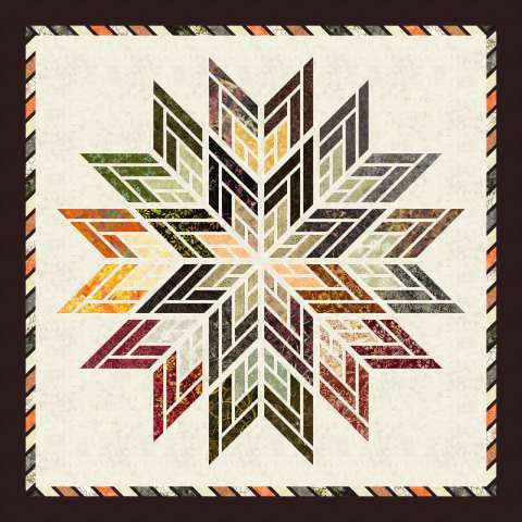 Fractured Star in Tamarack Strip Set • 80x80 Sale: $164.70 ($183) Fabric Only Sale: $215.55 ($239.50) Kit with Pattern 