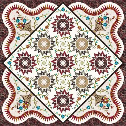 Pocket full of Posies (BROWN) 2 left SOLD BY QUILTWORX Fabric Only: $379.00 Kit with Pattern: $588.00