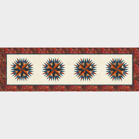Compass Rose Table Runner Hoffman Batiks Cover Quilt