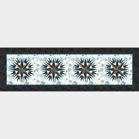 Compass Rose Table Runner Hoffman Batiks Cover Quilt 2