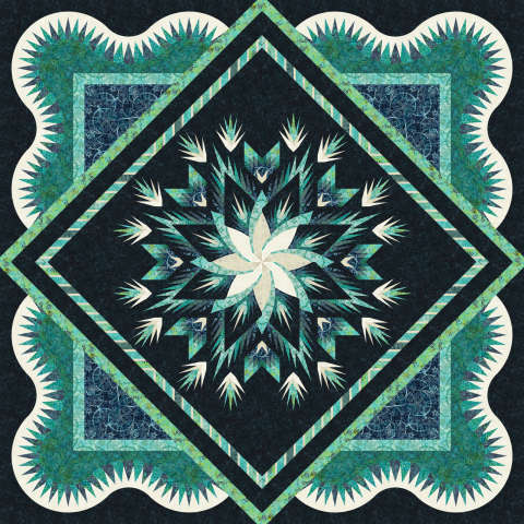 White Swan Salvia King Expansion in Tonga Batik Sage Mini Collection