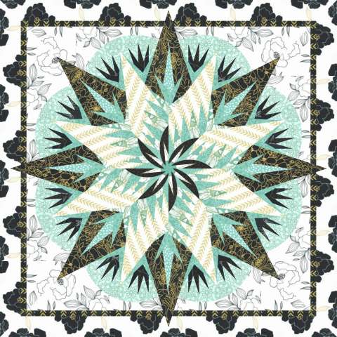 The Pineapple in Moda's Gilded & Sunnyside with binding KE