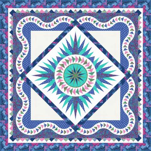 Prancing Peacock in Kaffe and Rainbow Sherbet