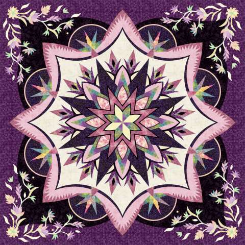 Royal Iris (The fabrics in this kit are similar to the cover colorway but not identical) SOLD BY QUILTWORX Fabric Only: $415.00 Kit with Pattern: $600.00