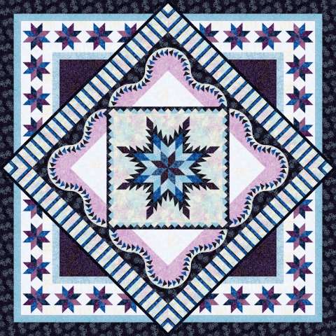 Tuscan Sunset Blues • 99x99 $325.00 Fabric Only $397.00 Kit with Replacement Papers $425.00 Kit with Pattern