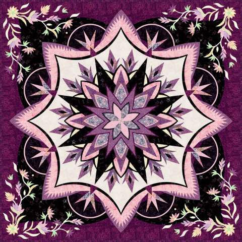 Royal Iris with Magenta • 99x99 • 1 Left $415.00 Fabric Only $600.00 Kit with Pattern