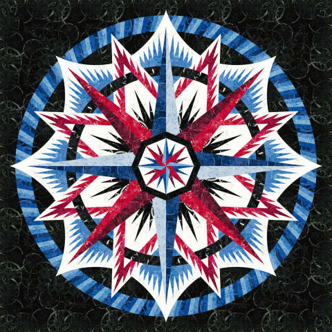 Maritime Compass Cover Quilt in Tonga Traditions Batiks