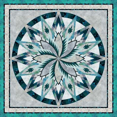 Silver Shores in Bayou Blues and Breathe from Riley Blake Expressions • 68x68 • 2 Left $201.00 Fabric Only $271.50 Kit with Pattern