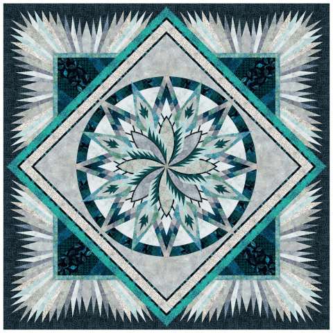 Star of Fire Collectors Club Queen in Hydrangea • 99x99 • 3 Left $336.00 Kit with Pattern $420.00 Kit with Pattern