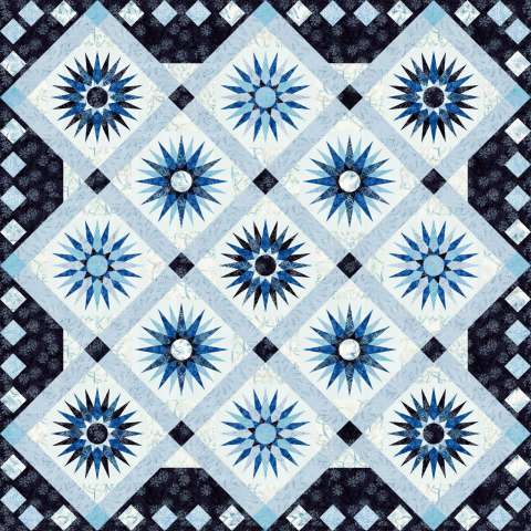 Polar Compass Dark Border Tonga Batiks • 85x85 • 1 Left $258.50 Fabric Only $337.00 Kit with Pattern