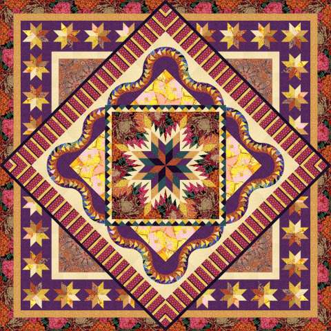 Fractured Paint Box with Caribbean Reef Strip Set • 60x77 $142.00 Fabric Only $177.50 Kit with Pattern