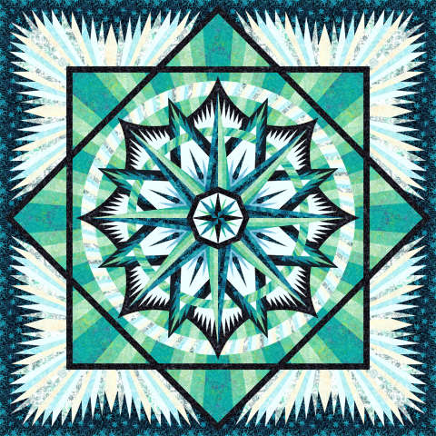 Maritime Compass Queen in Tonga Batik Gulf Coast Mini Collection by Judy and Judel Niemeyer