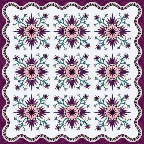 Cactus Rose Queen • 72x72 • 1 Left $497.00 Fabric Only $692.50 Kit with Replacement Papers $723.50 Kit with Pattern