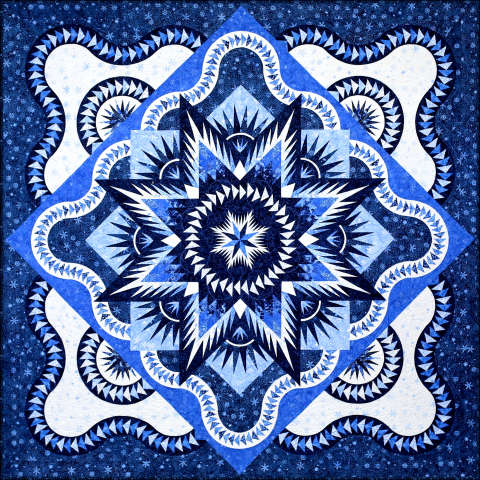 Arctic Star Queen in Let It Snow by Island Batik • 99x99 • 2 Left $385.00 Fabric Only $441.25 Kit with Replacement Papers $471.00 Kit with Pattern