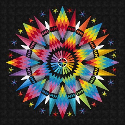 Merry Go Round Black Background ColorStock Cottons by Judy and Judel Niemeyer