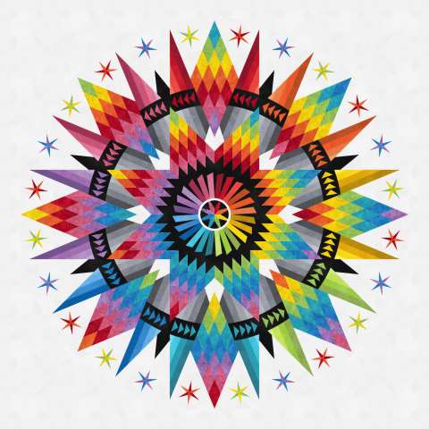 Merry Go Round Cover Quilt in ColorStock Cottons by Judy and Judel Niemeyer This kit includes enough fabric and binding to complete the quilt top. Fabric Only: $341.50 Kit with Pattern: $433.00