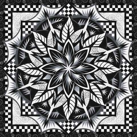 Jungle Magnolia in Colorstock Black and White Queen