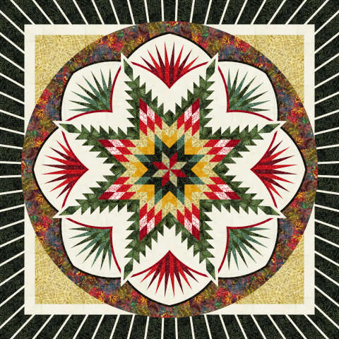 Christmas Cookie Squared Up Quilt 80 in Tonga Batik Cedar and Sleighbells