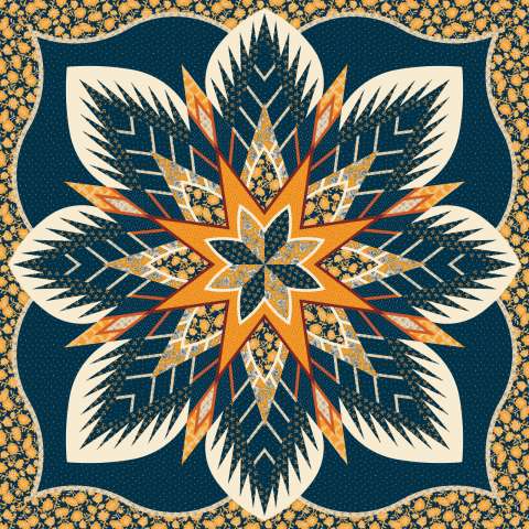 Crimson Poppy in Orange and Navy