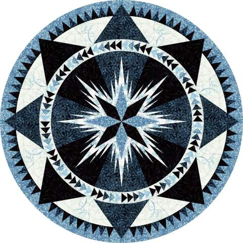 Christmas Celebration Tree Skirt in Cedar and Sleighbells Tonga Batiks by Judy and Judel Niemeyer • 62" Diameter $130.50 Fabric Only $155.50 Kit with Replacement Papers $174.00 Kit with Pattern