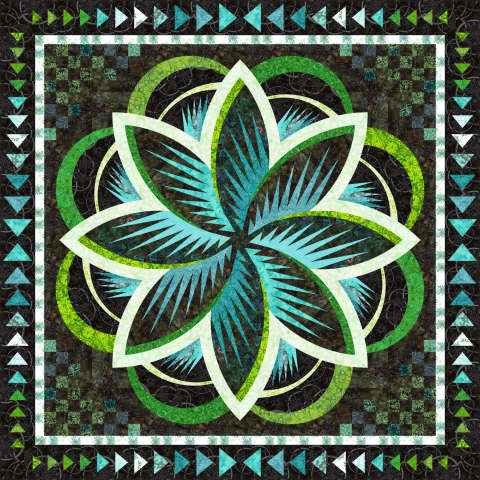 Queen of the Night in Valley Blossoms Tonga Batik Collection This kit includes the fabrics and binding to complete the quilt top. Fabric Only: $260.50 Kit with Replacement Papers: $319.00 Kit with Pattern: $346.00