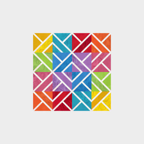 Hopscotch in ColorStock This cover quilt kit includes (16) 10" Squares, Sashing Strips, and Binding Fabric Only: $35.50 Kit with Replacement Papers: $40.00 Kit with Pattern: $49.00