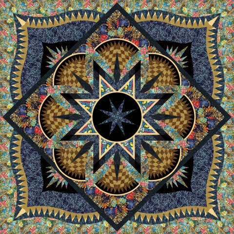 Artisan Traditions in Riley Blake Expressions Batiks Blue and Gold