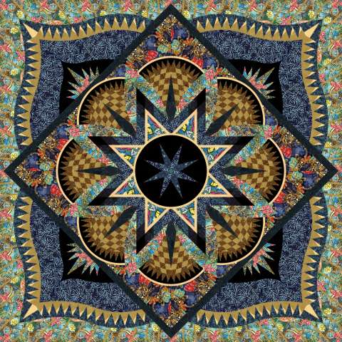 Artisan Traditions in Riley Blake Expressions Batiks Blue and Gold This kit includes the fabrics and binding to complete the quilt top. Fabric Only: $398.25 Kit with Pattern: $427.50