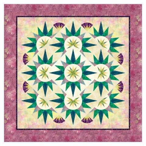 Arizona Cactus in Hydrangea • 42x42 $90.50 Fabric Only $99.50 Kit with Replacement Papers $117.00 Kit with Pattern