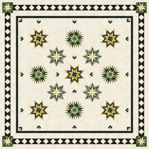Winter Traditions Christmas Expansion Green & Red Tonga Batiks This kit includes 29-1/8 total yards of Timeless Treasures Cedar and Sleighbells collection Fabric Only: $432.50 Kit with Pattern: $546.00