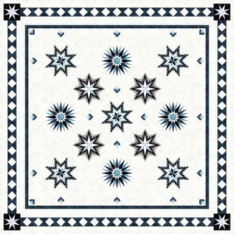 Winter Traditions Christmas Expansion Blue TT Cedar & Sleighbells This kit includes 30 total yards of Timeless Treasures Cedar and Sleighbells collection Fabric Only: $445.50 Kit with Replacement Papers: $485.50 Kit with Pattern: $559.00