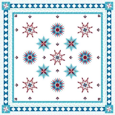 Winter Traditions Christmas Expansion in Peppermint Sprinkles Island Batik • 1 Left! This kit includes 30 total yards of Island Batiks' Peppermint Sprinkles collection Fabric Only: $445.50 Kit with Pattern: $559.00