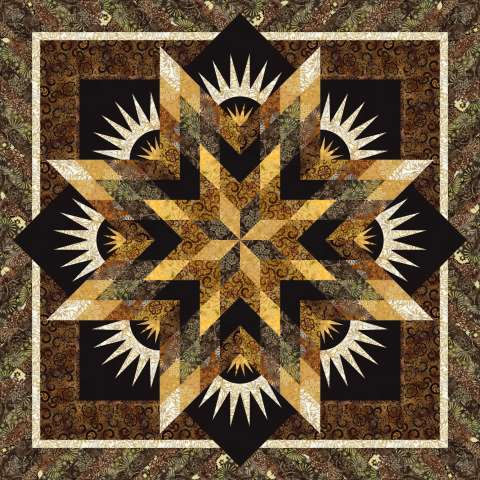 Summer Solstice in Apple Basket This kit includes the fabrics and binding to complete the quilt top. Fabric Only: $128.00 Kit with Replacement Papers: $155.00 Kit with Pattern: $179.00