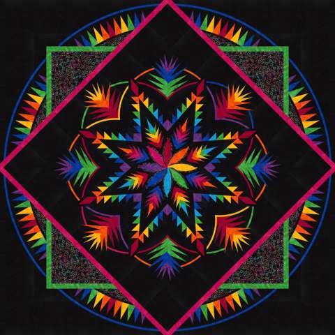 Tequila lime Cogs & Blocks Queen- Hexi Brights colorway