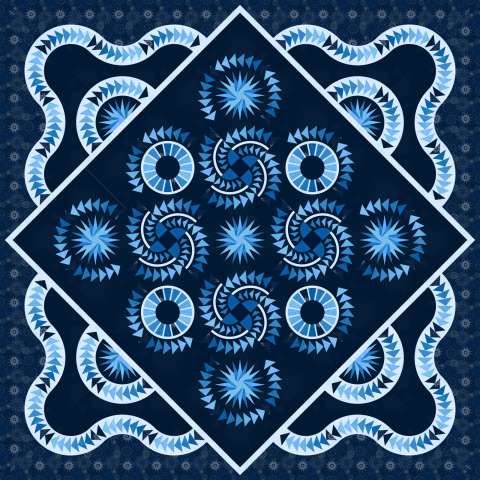 Riptides Queen This kit includes 25-1/4 total yards of Timeless Treasures ColorStock fabric line including binding. Fabric Only: $338.00 Kit with Replacement Papers: $473.00 Kit with Pattern: $496.00