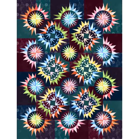 4th of July 2026 66x87 This kit is the cover colorway, and includes 19-1/2 total yards of ColorStock fabrics designed by Judy and Judel Niemeyer. Fabric Only: $288.00 Kit with Replacement Papers: $346.50 Kit with Pattern: $372.00