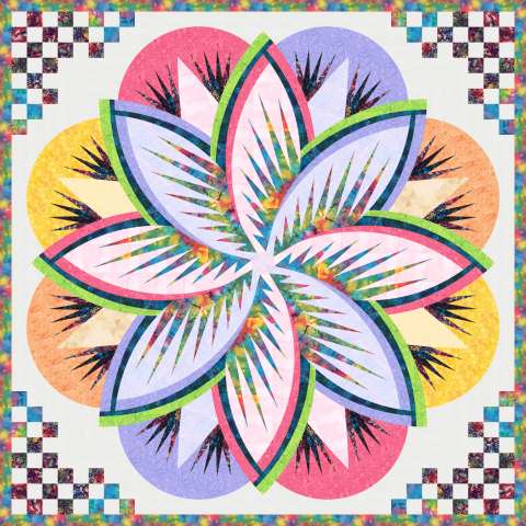 Cupcake in Hoffman Fabrics, Original Colorway 68x68 The kit includes 10 1/8 yards of fabric, including the binding. Fabric Only: $230.00 Kit with Replacement Papers: $232.75 Kit with Pattern: $299.00