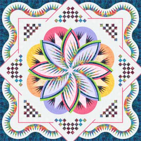 Cupcake Queen 99x99 This pattern has been expanded with the (242-D) Queen's Gambit Border. You will receive the fabric kit and pattern for the center, plus a package with the instructions, foundation papers, and fabrics for the expansion border. The kit includes 24 1/2 yards of fabric, including the binding. Fabric Only: $414.00 Kit with Pattern: $484.00