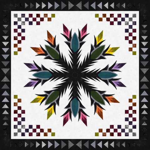 King's Courtyard in ColorStock Cottons from Judy and Judel Niemeyer and Timeless Treasures 80x80 Kit includes 17-5/8 yards of fabric, including the binding and can be purchased with or without the pattern. Fabric Only: $275.00 Kit with Replacement Papers: $324.50 Kit with Pattern: $355.00
