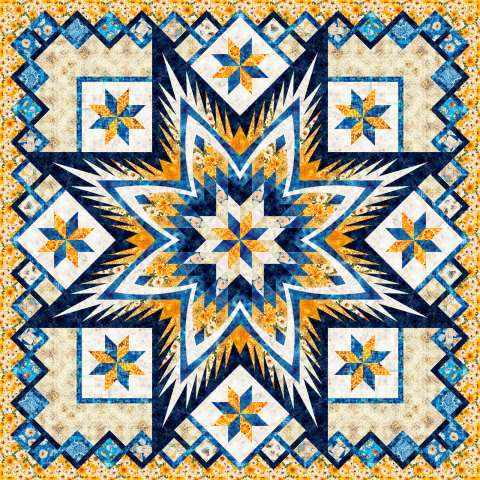 Sunshine on my Shoulders Wall QT Fabrics • 68x68 This kit includes enough fabric to complete the original pattern. Fabric Only: $229.00 Kit with Replacement Papers: $271.75 Kit with Pattern: $300.50